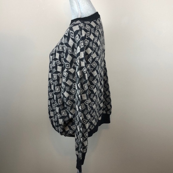 Pronto- Uomo Vintage Italian Wool Blend Geometric Print Grandpa Sweater - Picture 7 of 12